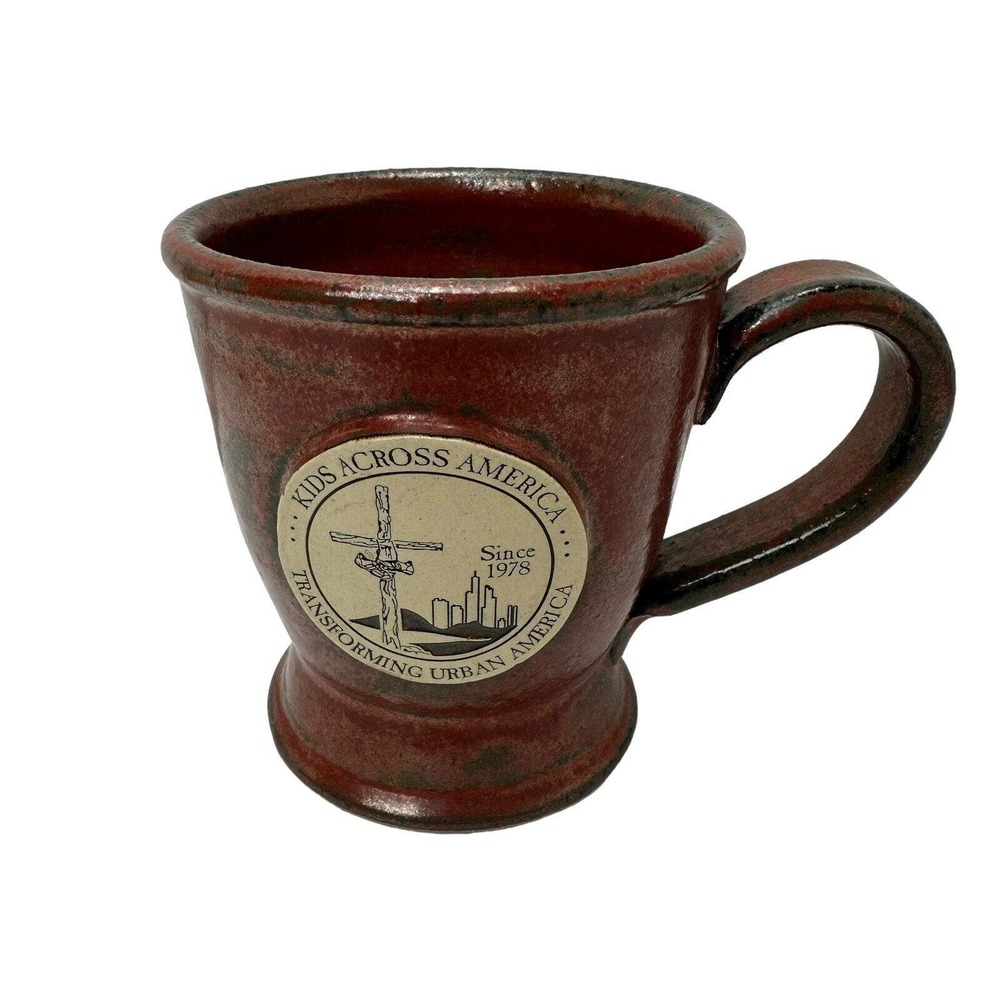 Sunset Hill Stoneware Coffee Mug Cup Brown Cross Kids Across America